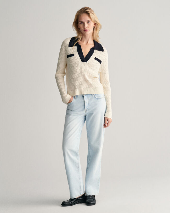 Palmikkokuvioitu pikeeneulepusero