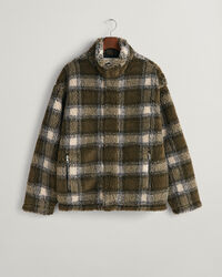 Ruutukuvioinen vetoketjullinen fleecetakki