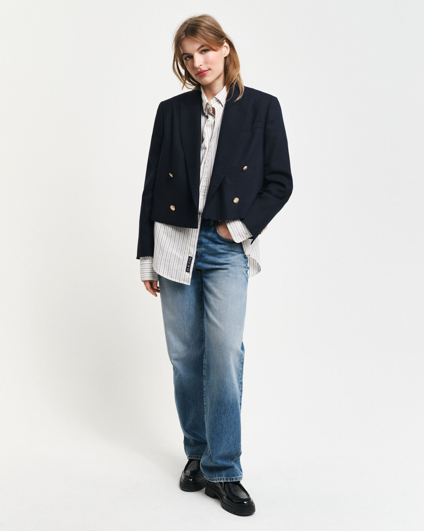 Regular fit ‑mitoitettu raidallinen klassinen oxford-paita