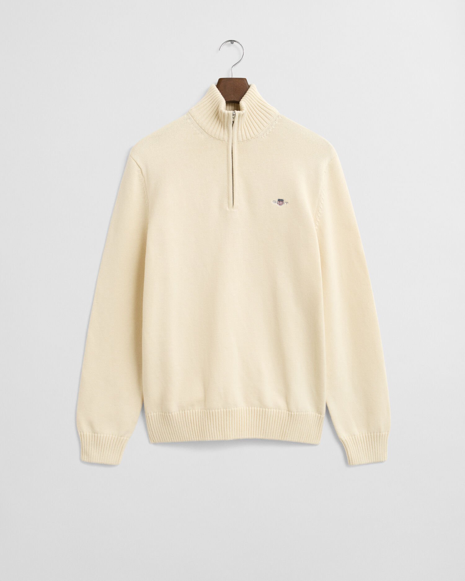 Casual-puuvillaneulepusero puolivetoketjulla