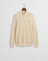 Kohopintainen puuvillaneulepusero, vetoketjukaulus