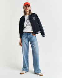 Kuvioitu puuvillaneulepusero, pyöreä pääntie