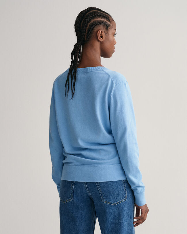 Keveä puuvillaneulepusero, v‑pääntie