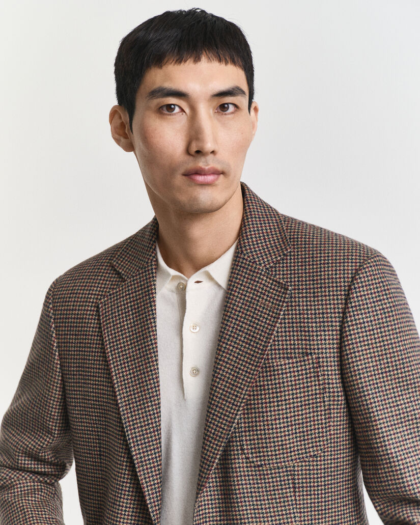 Slim fit ‑mitoitettu kukonaskelruutuinen bleiseri