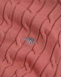 Teen Girls -malliston joustopuuvillainen palmikkoneulepusero, pyöreä pääntie