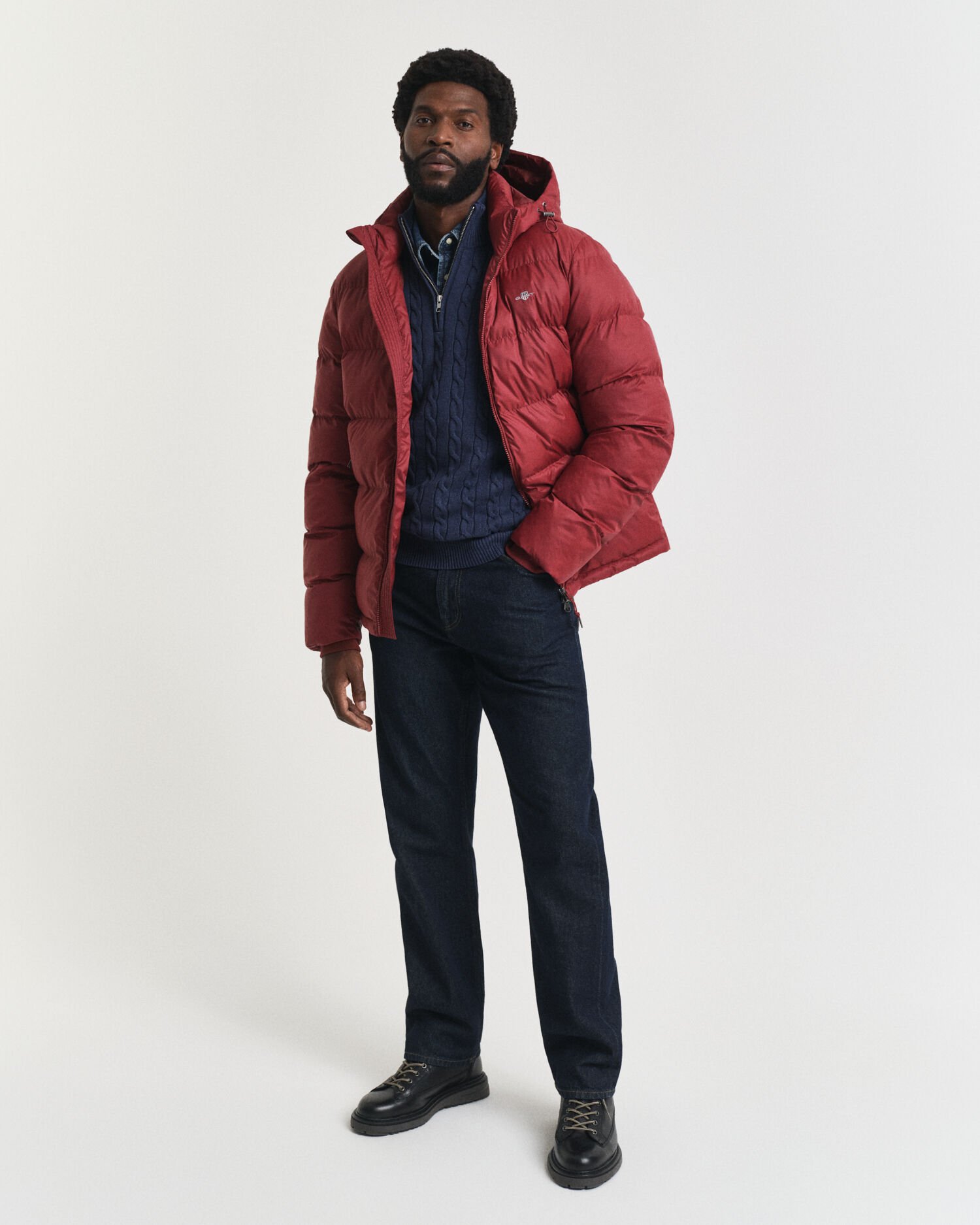 Puuvillainen palmikkoneule, vetoketjukaulus