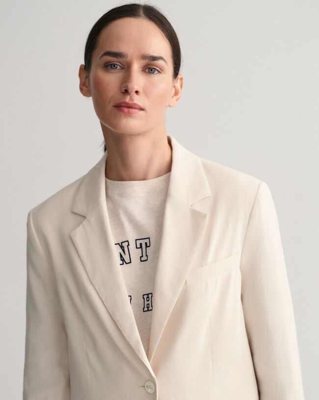 Regular fit ‑mitoitettu joustava pellavableiseri