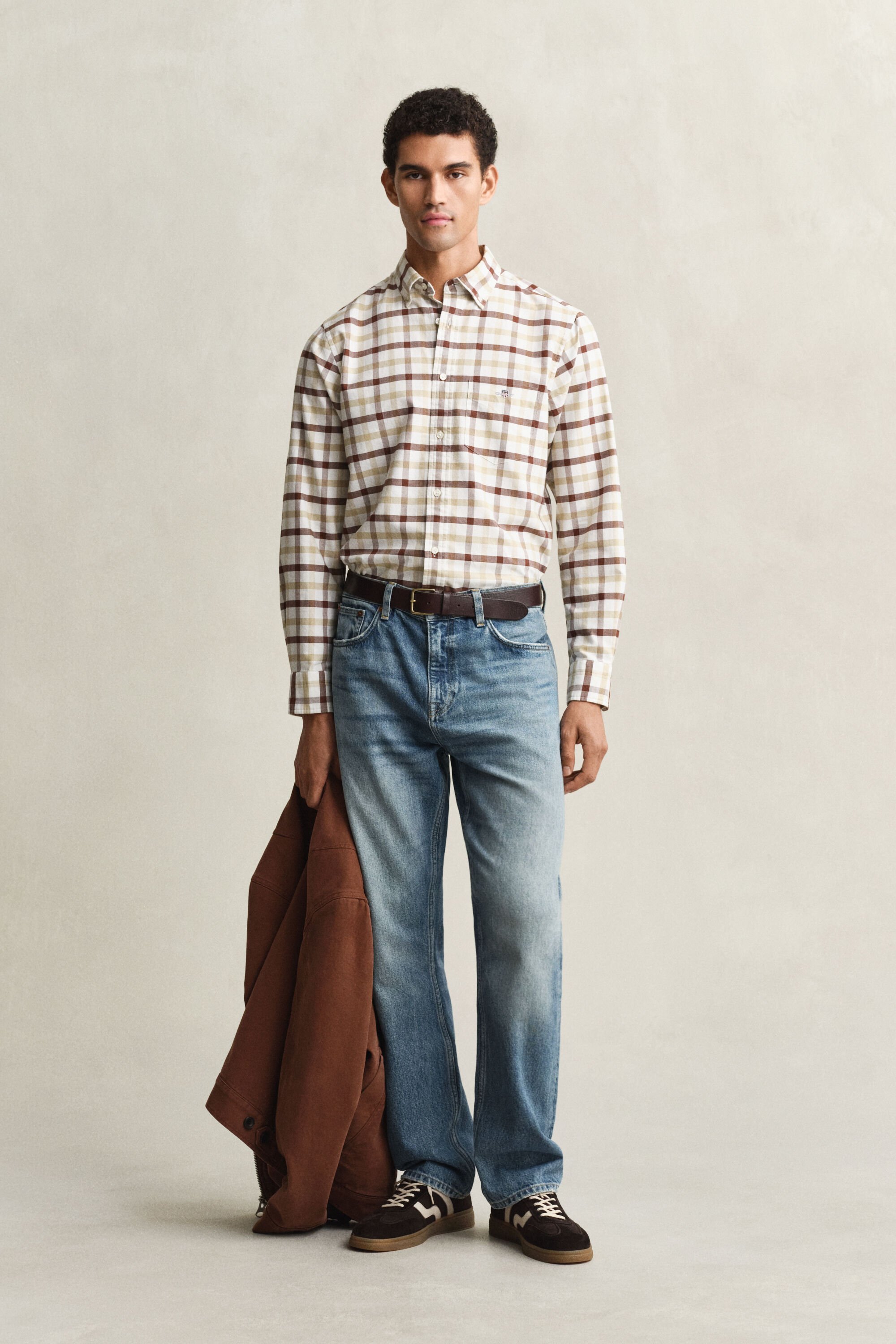 Regular fit ‑mitoitettu ruudullinen oxford-paita