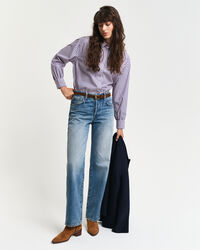 Relaxed&nbsp;fit ‑mitoitettu v&auml;lj&auml;hihainen raitapaita