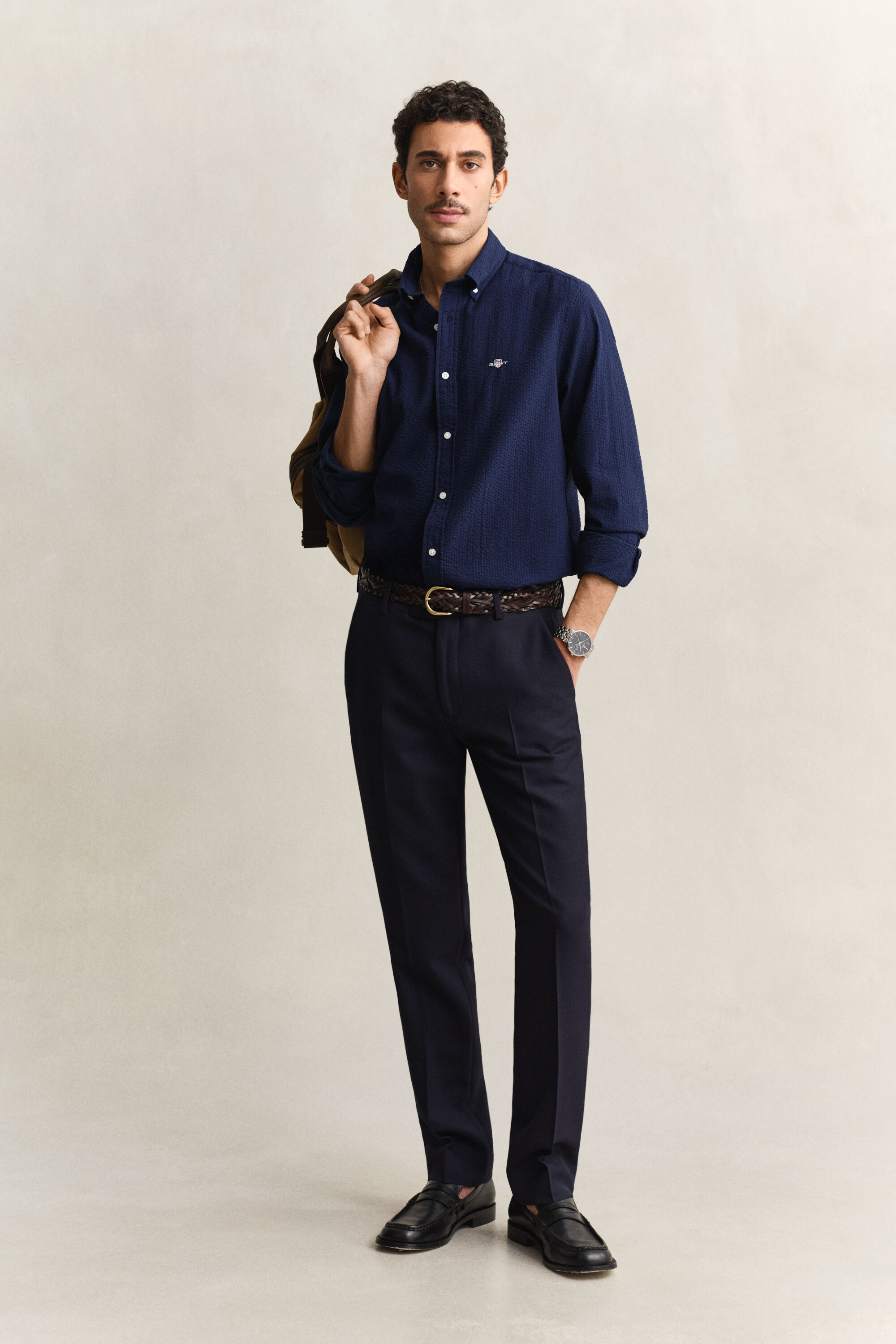 Regular fit ‑mitoitettu seersucker-paita