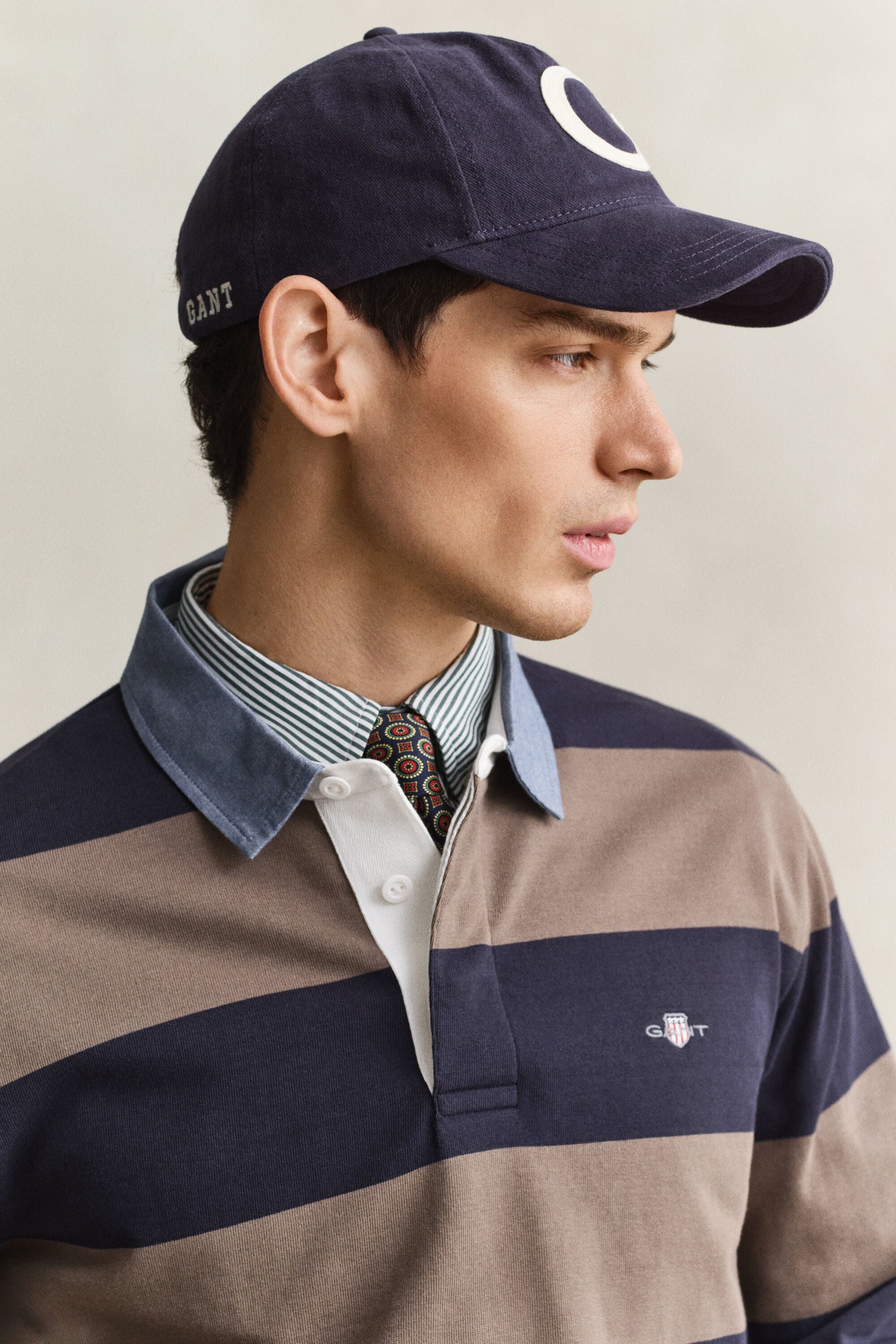 Raidallinen Heavy Rugger ‑paita chambray-kauluksella