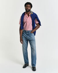 Regular&nbsp;fit ‑mitoitettu lyhythihainen klassinen popliiniraitapaita