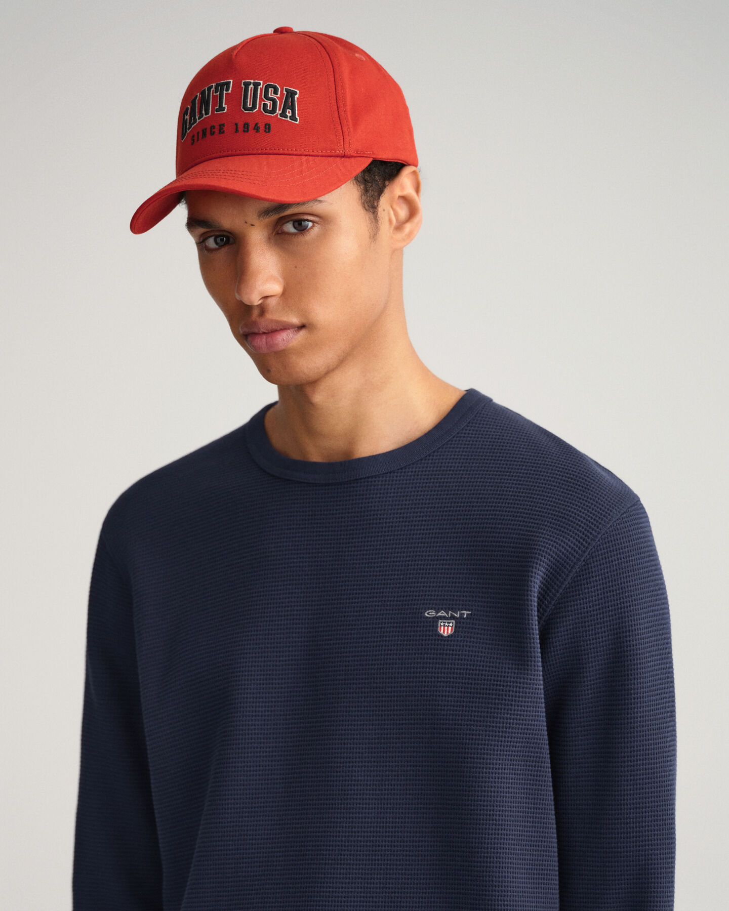 Vohvelikuvioinen collegepaita, pyöreä pääntie