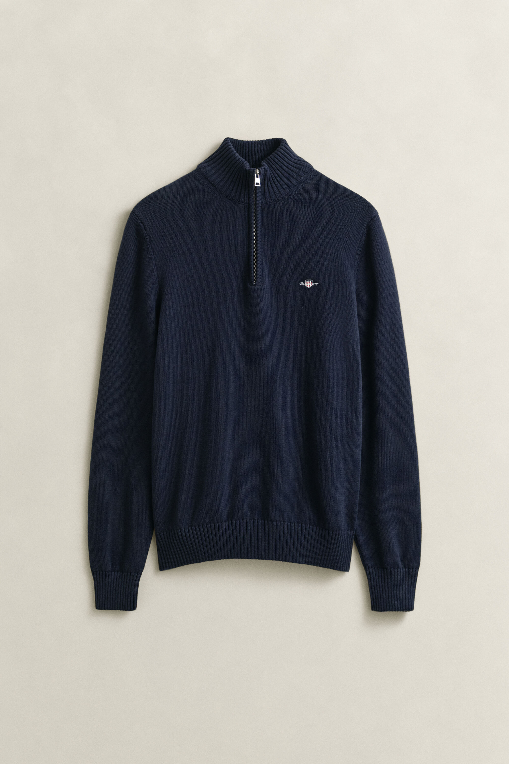 Casual-puuvillaneulepusero puolivetoketjulla