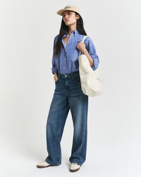 Oversized fit -mitoitettu raidallinen popliinipaita