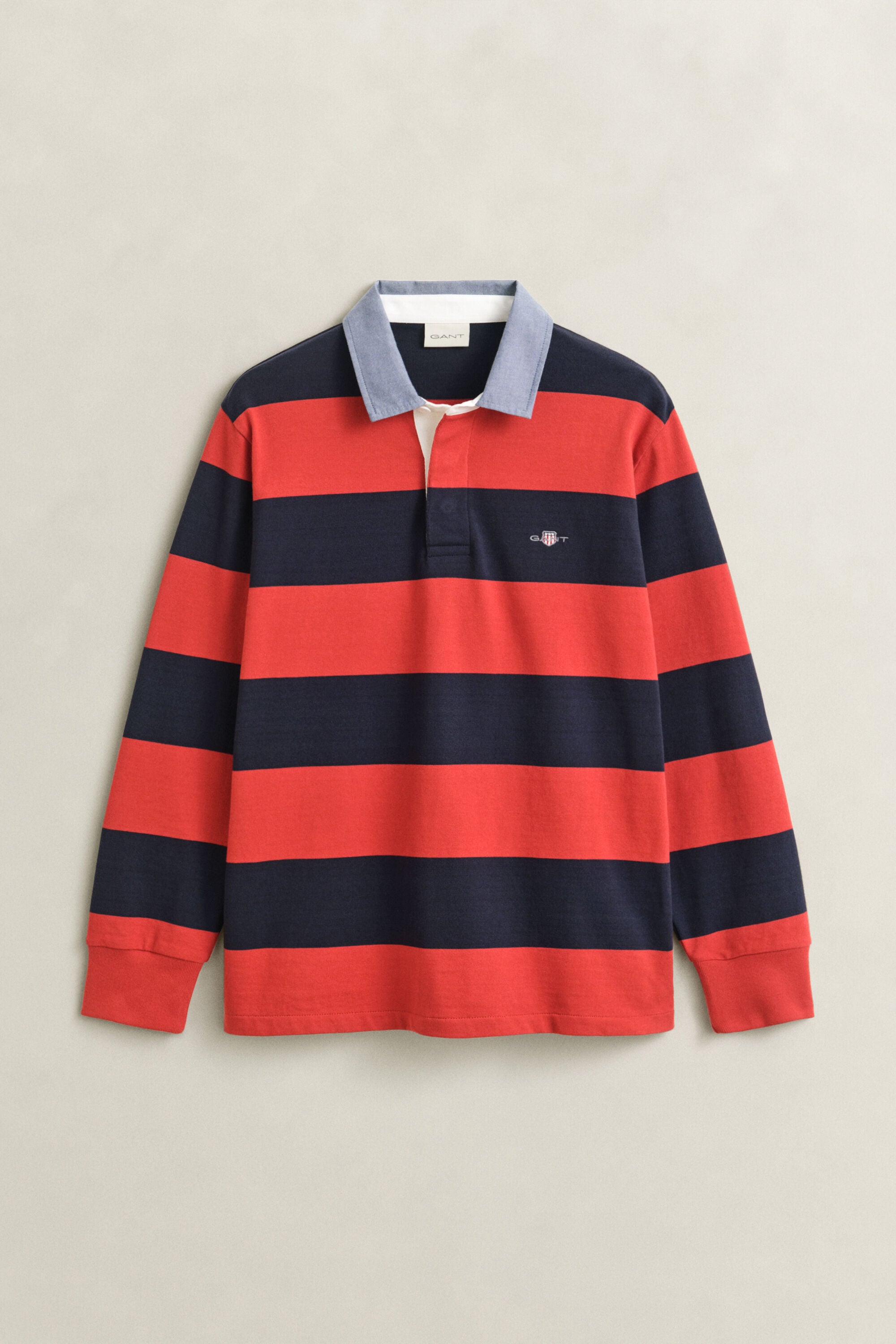 Raidallinen Heavy Rugger ‑paita chambray-kauluksella