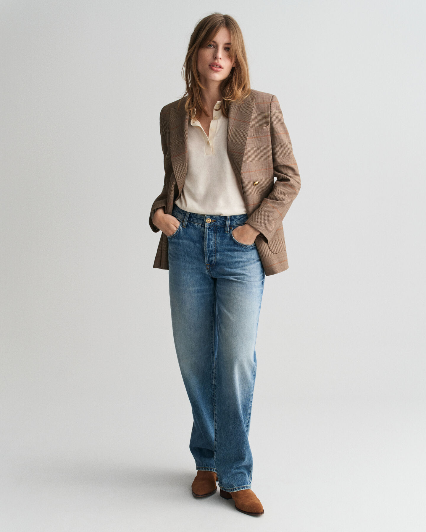 Regular fit ‑mitoitettu ruudullinen klubitakki