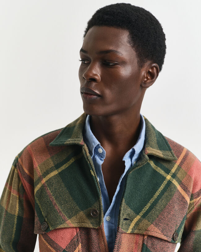 Relaxed fit ‑mitoitettu villakankainen ruutupaita