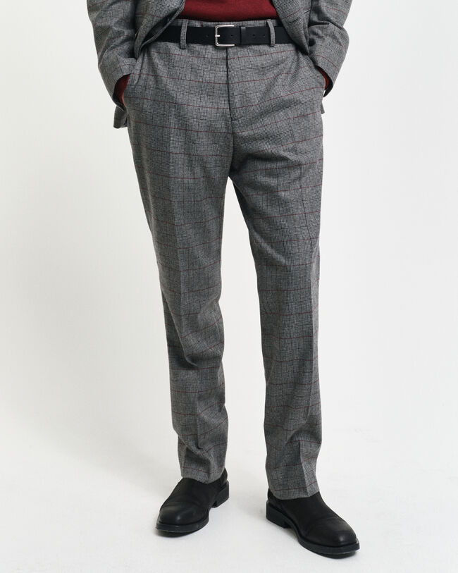 Slim fit ‑mitoitetut ruudulliset puvunhousut