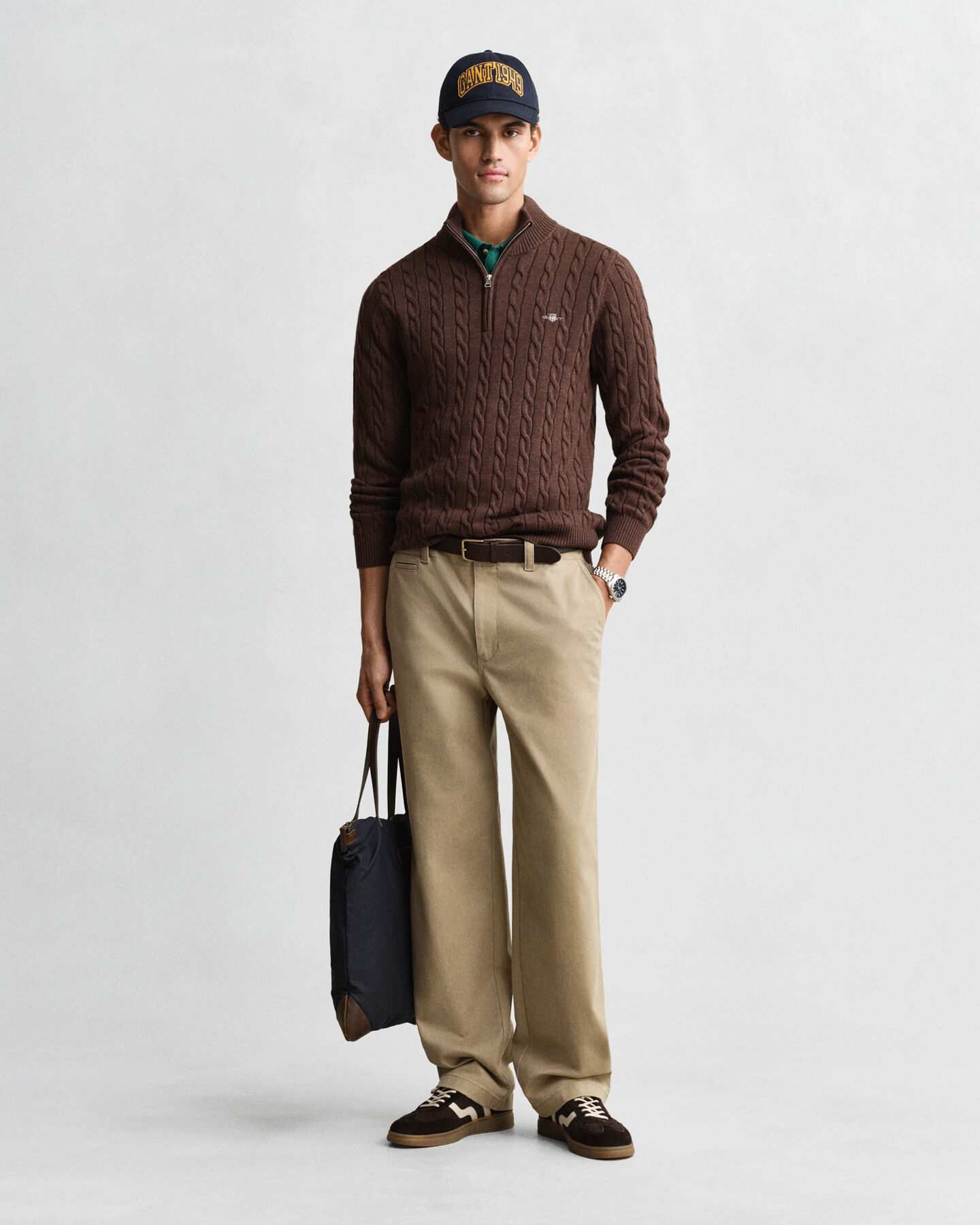 Puuvillainen palmikkoneule, vetoketjukaulus