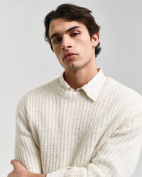 Joustinneulepusero alpakanvillasekoitetta, pyöreä pääntie