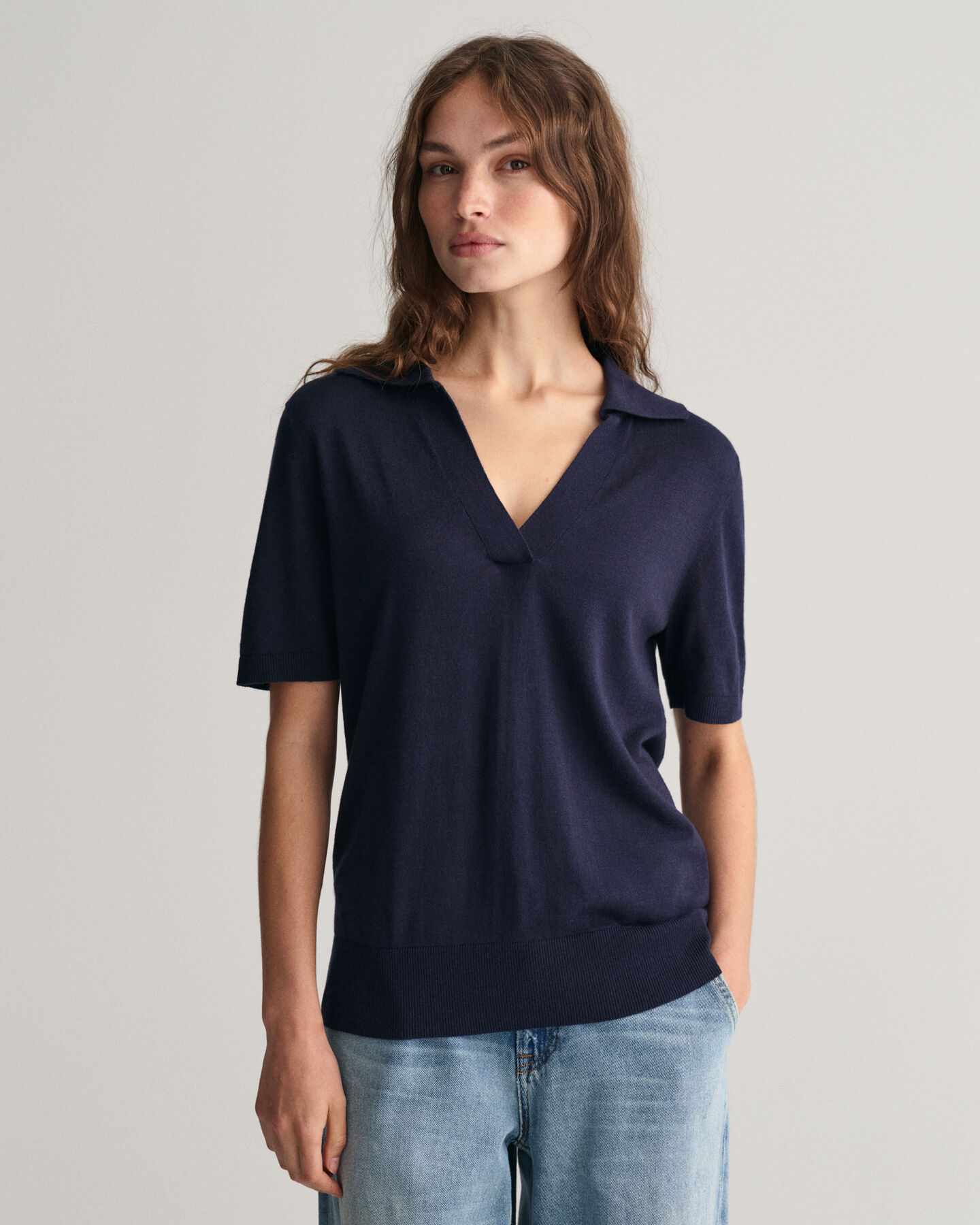 Ohut lyhythihainen Rugger‑neulepaita