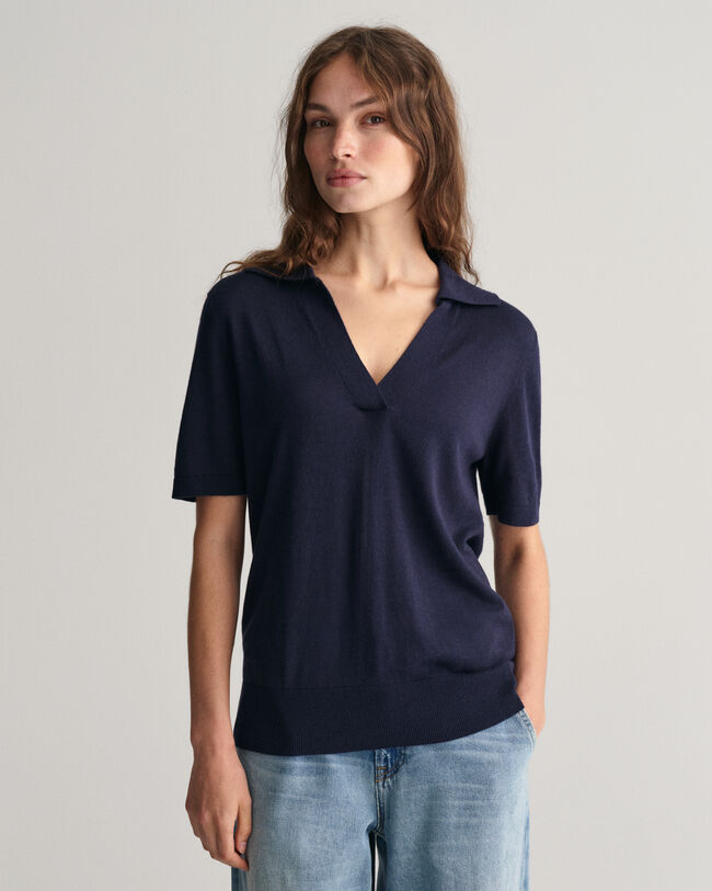 Ohut lyhythihainen Rugger‑neulepaita