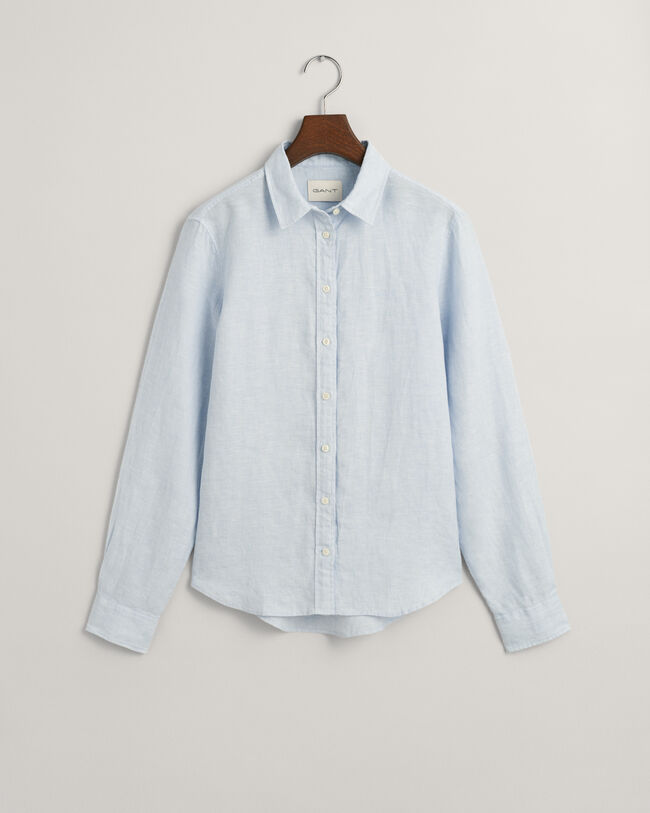 Regular fit ‑mitoitettu pellavainen chambray-paita
