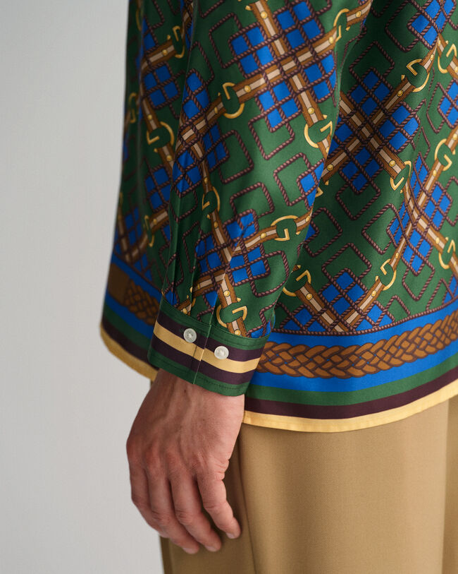 Relaxed&nbsp;fit ‑mitoitettu Medallion-silkkipaita