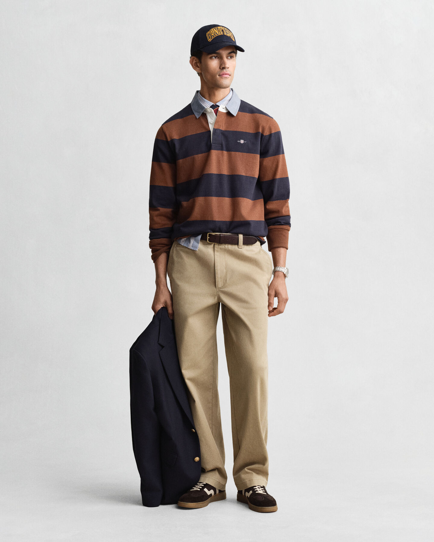 Raidallinen Heavy Rugger ‑paita chambray-kauluksella