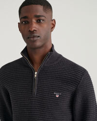 Texture-puuvillaneulepusero puolivetoketjulla