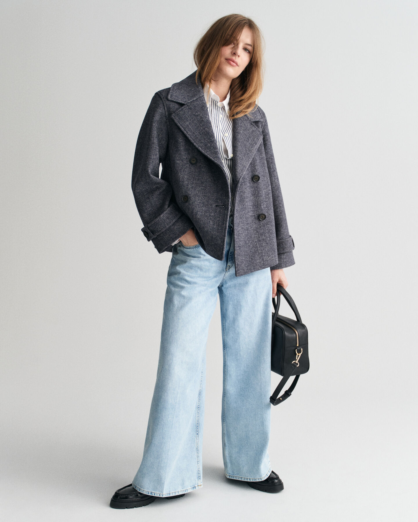 Lyhyt kalanruotokuvioinen villakangastakki