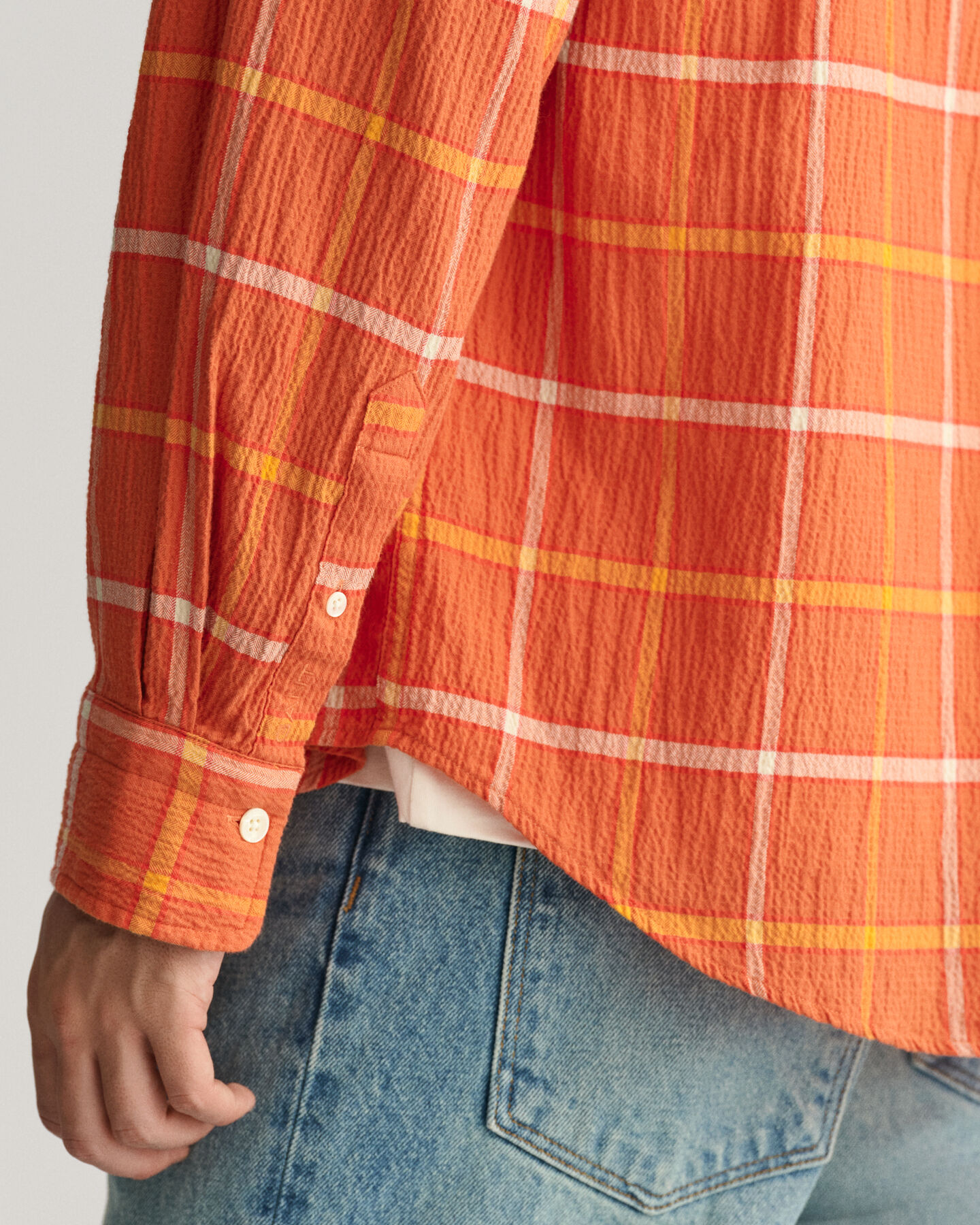 Oversized fit ‑mitoitettu kohopintainen ruutupaita