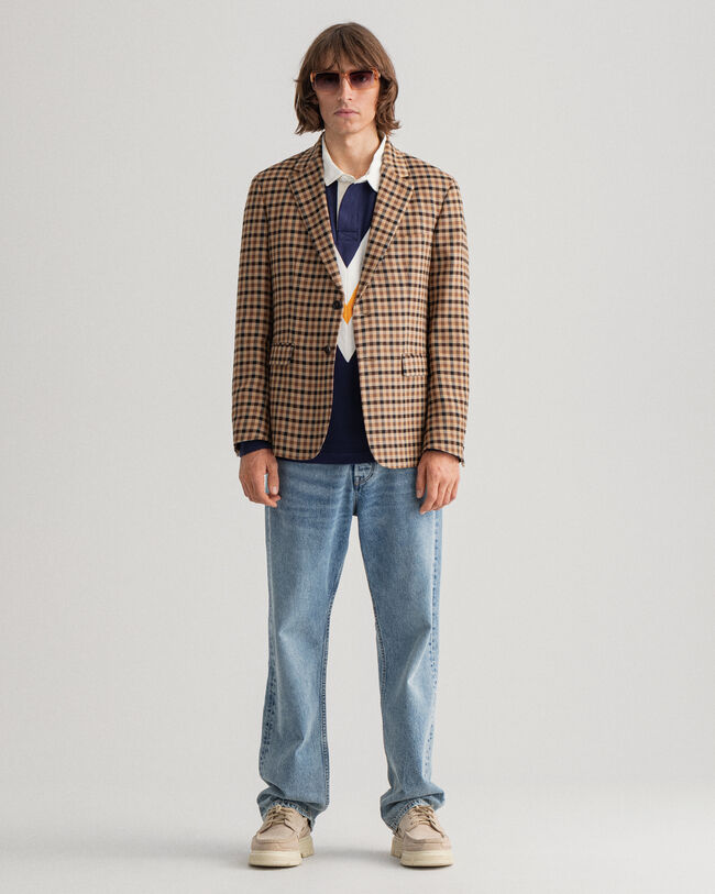 Regular fit ‑mitoitettu ruudullinen bleiseri