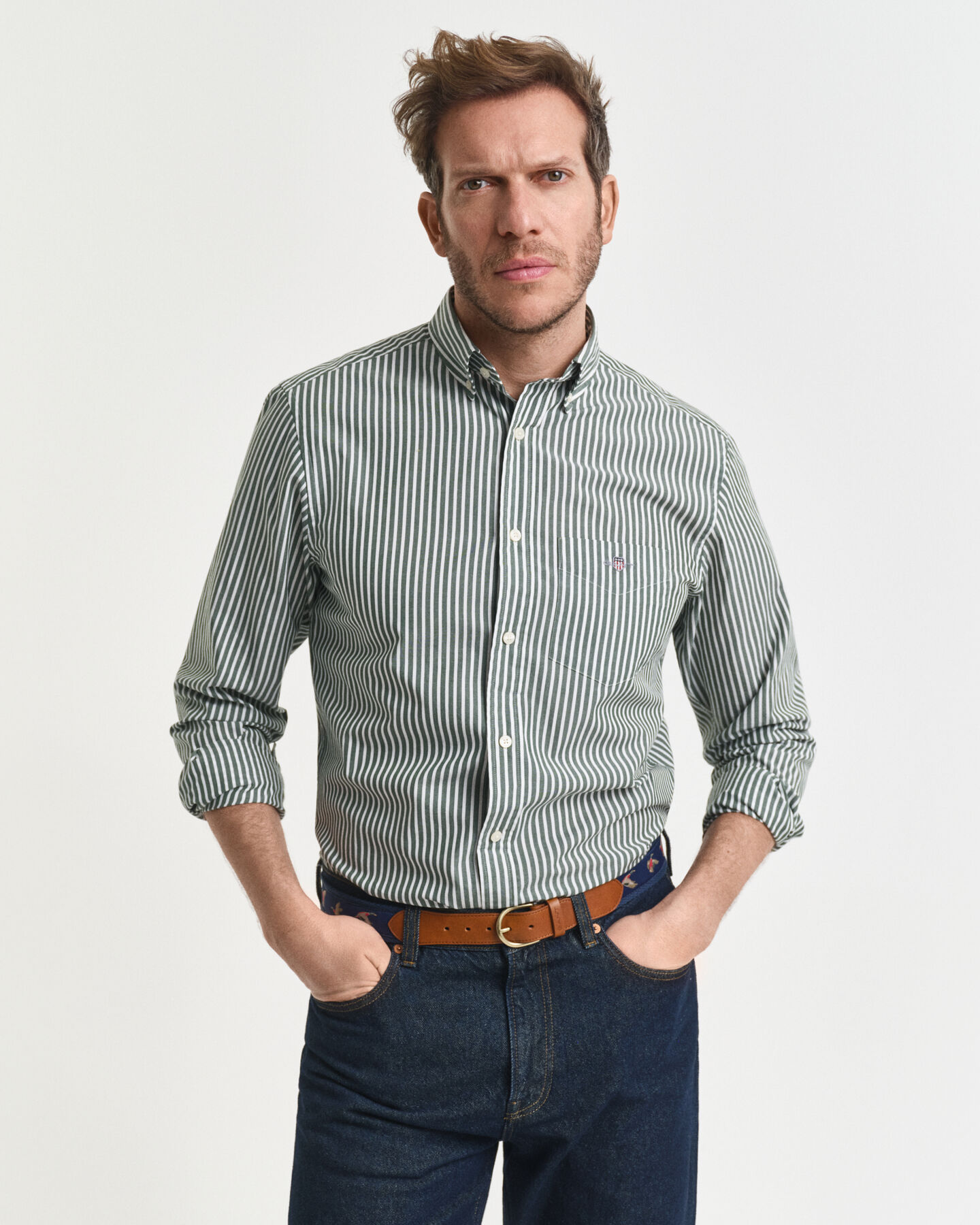 Regular fit ‑mitoitettu raidallinen Classic-popliinipaita