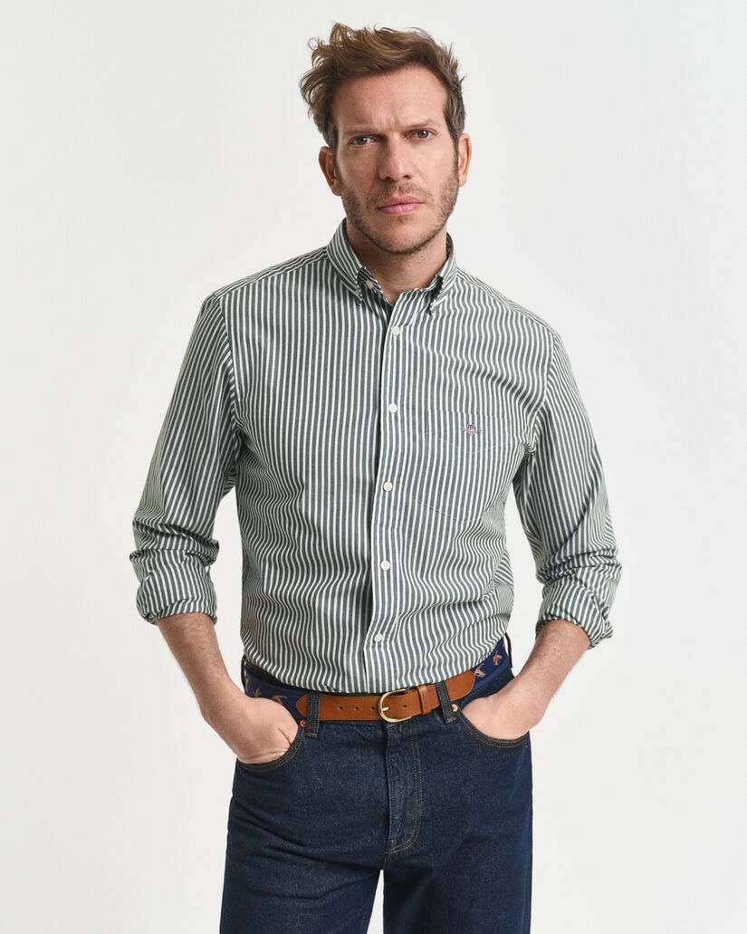 Regular fit ‑mitoitettu raidallinen Classic-popliinipaita