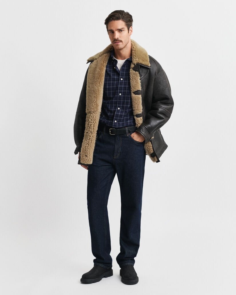 Regular fit ‑mitoitettu ruudullinen klassinen popliinipaita