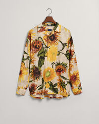 Relaxed fit ‑mitoitettu printtikuvioitu Sunflower-silkkipaita