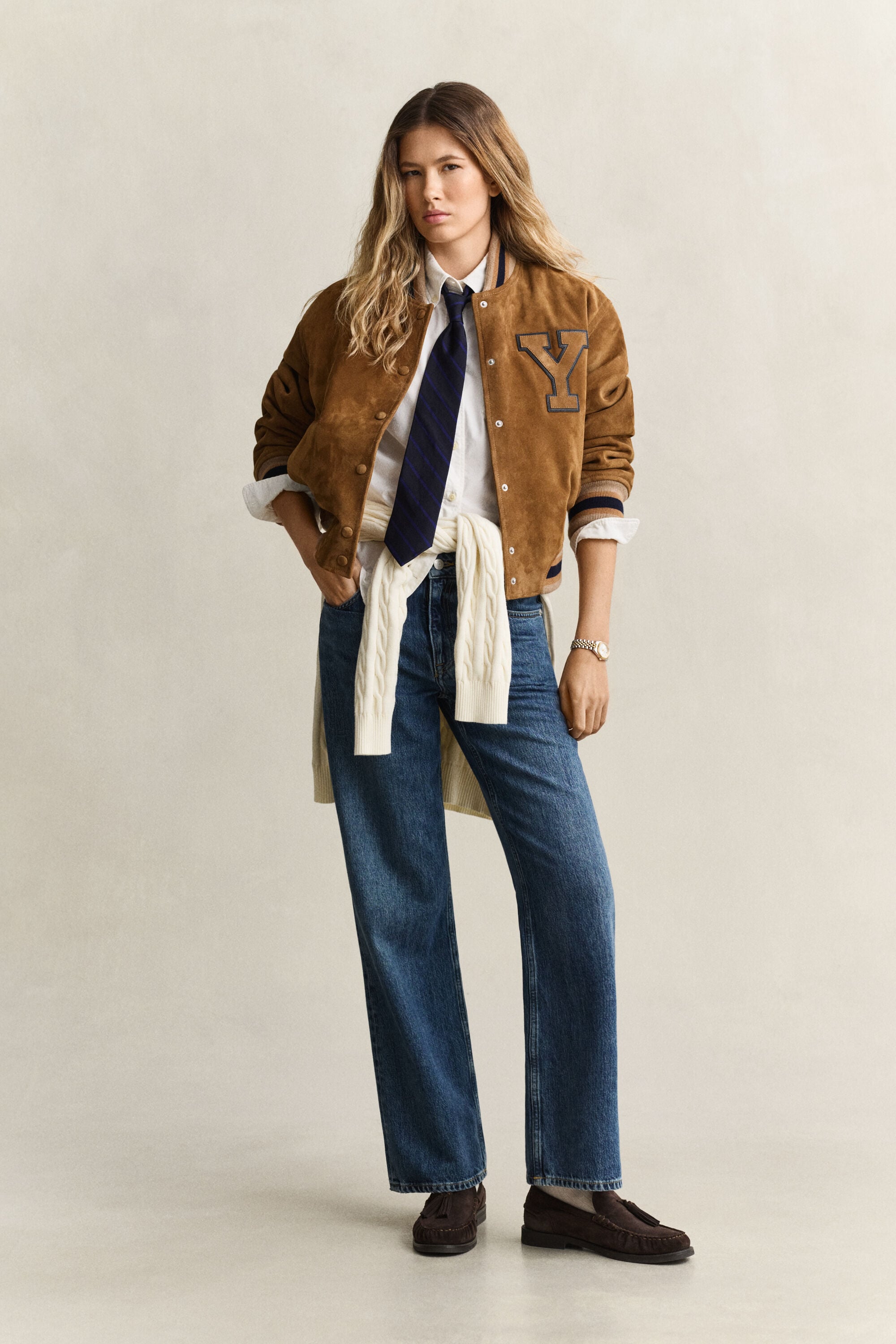 Gant x Yale Varsity Jacket ‑mokkanahkatakki