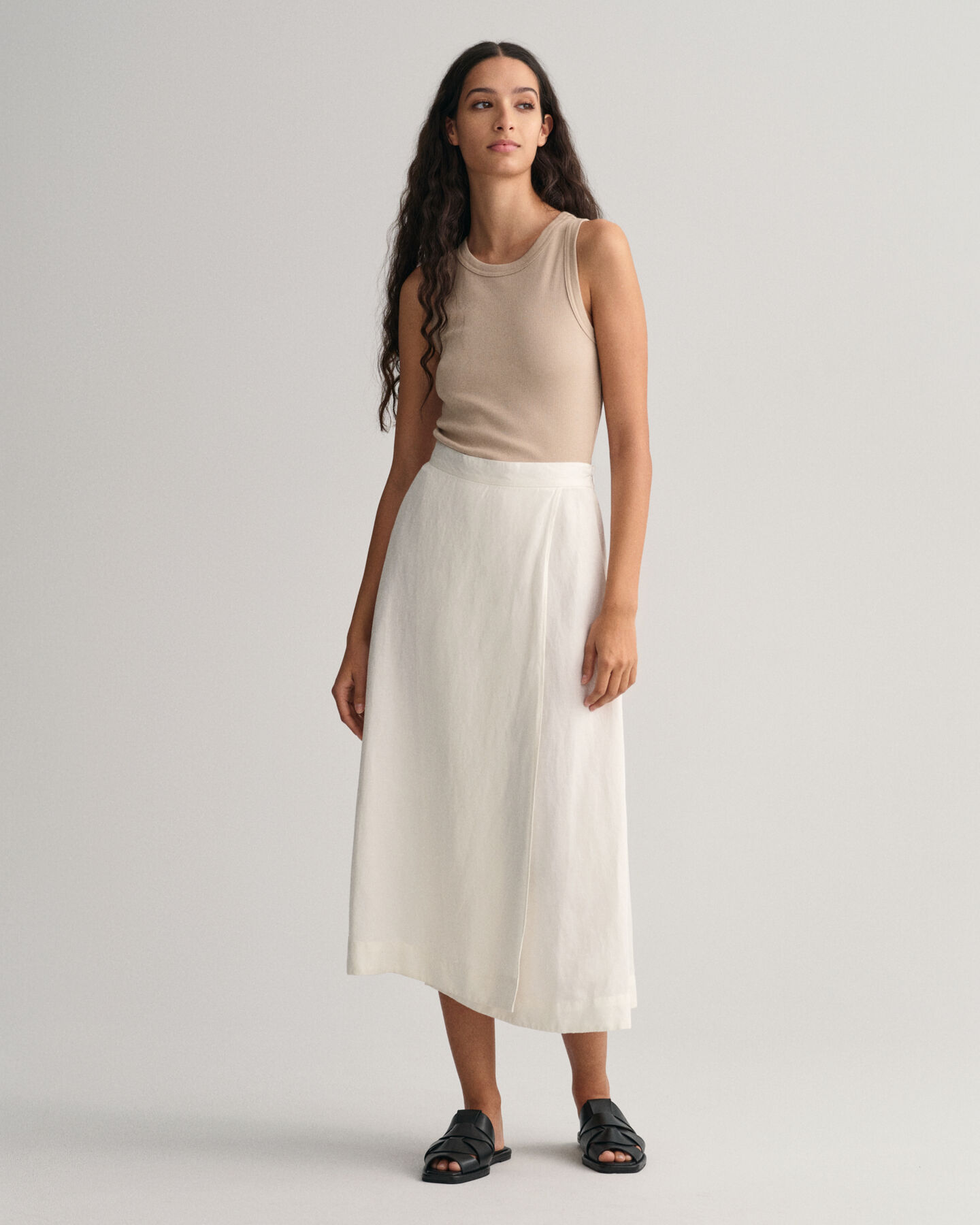 Midi-hame pellava-viskoosisekoitetta