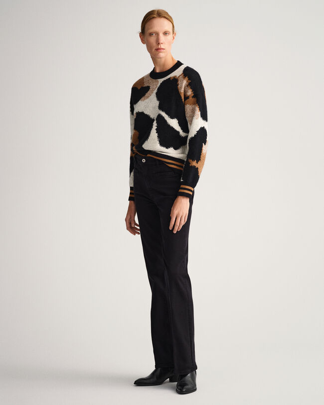 Leopardikuvioinen intarsianeulepusero, py&ouml;re&auml; p&auml;&auml;ntie