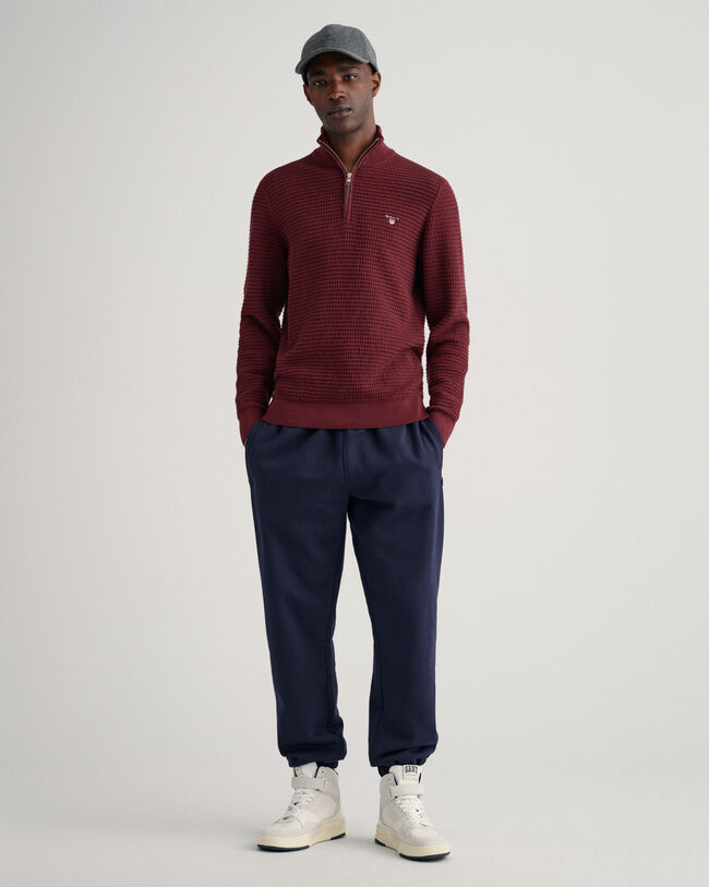 Texture-puuvillaneulepusero puolivetoketjulla