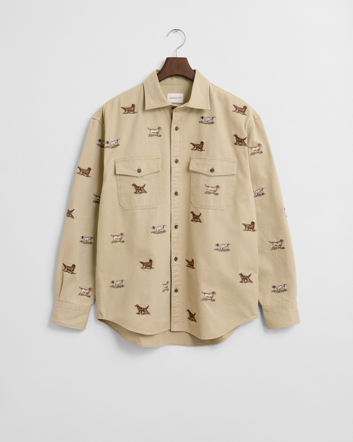 Relaxed fit ‑mitoitettu kirjailtu tvillipaita