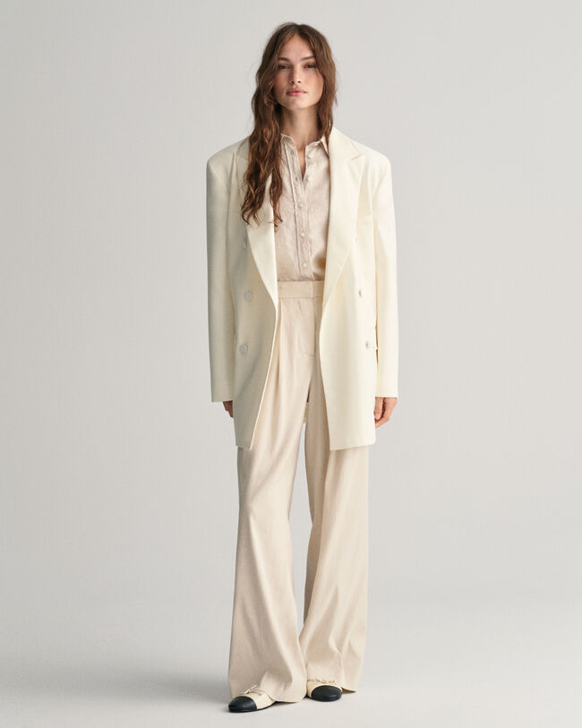 Regular fit ‑mitoitettu pellavainen chambray-paita