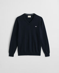 Klassinen puuvillaneulepusero, v-pääntie