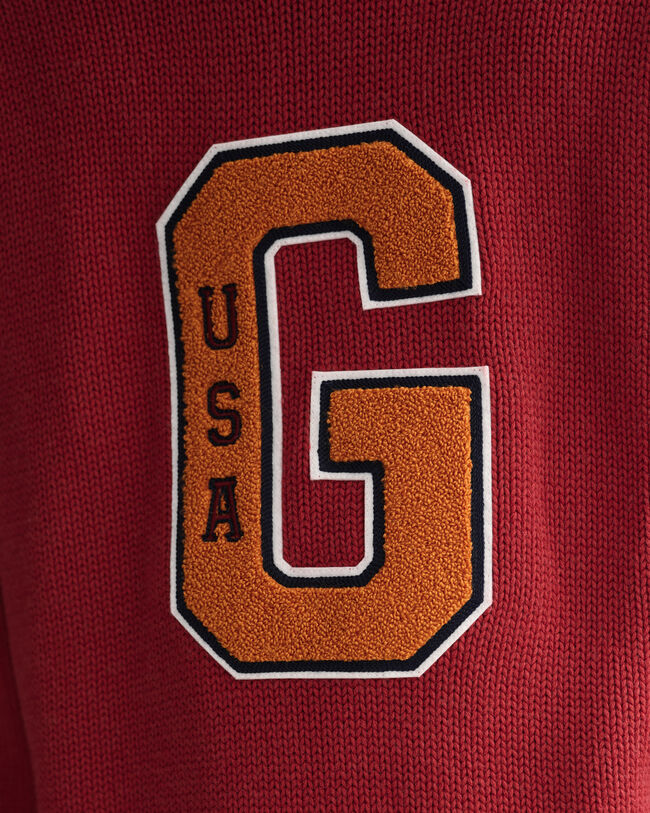 Oversized fit ‑mitoitettu Letterman-neulepusero, py&ouml;re&auml; p&auml;&auml;ntie