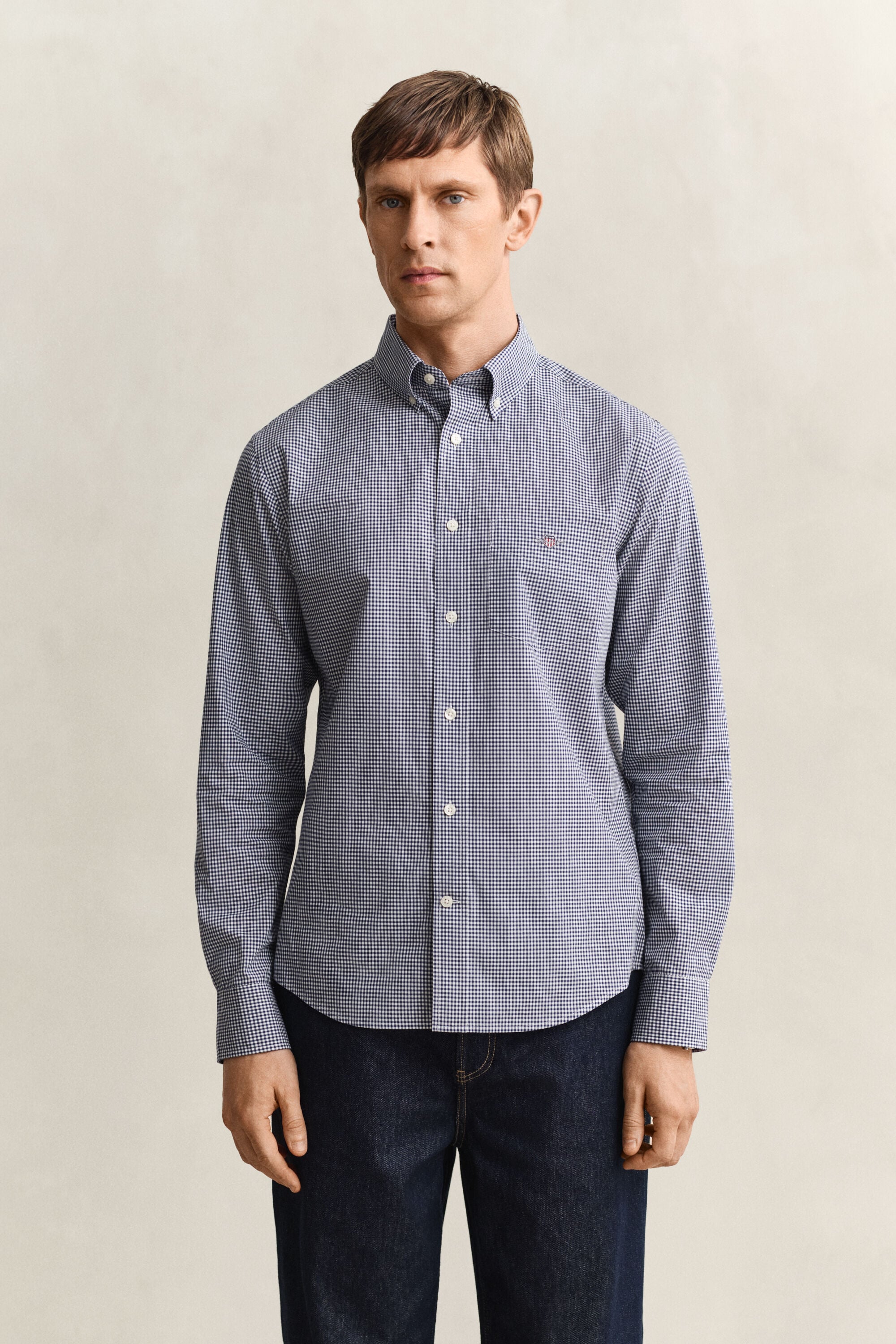 Gingham-ruudullinen Classic-popliinipaita