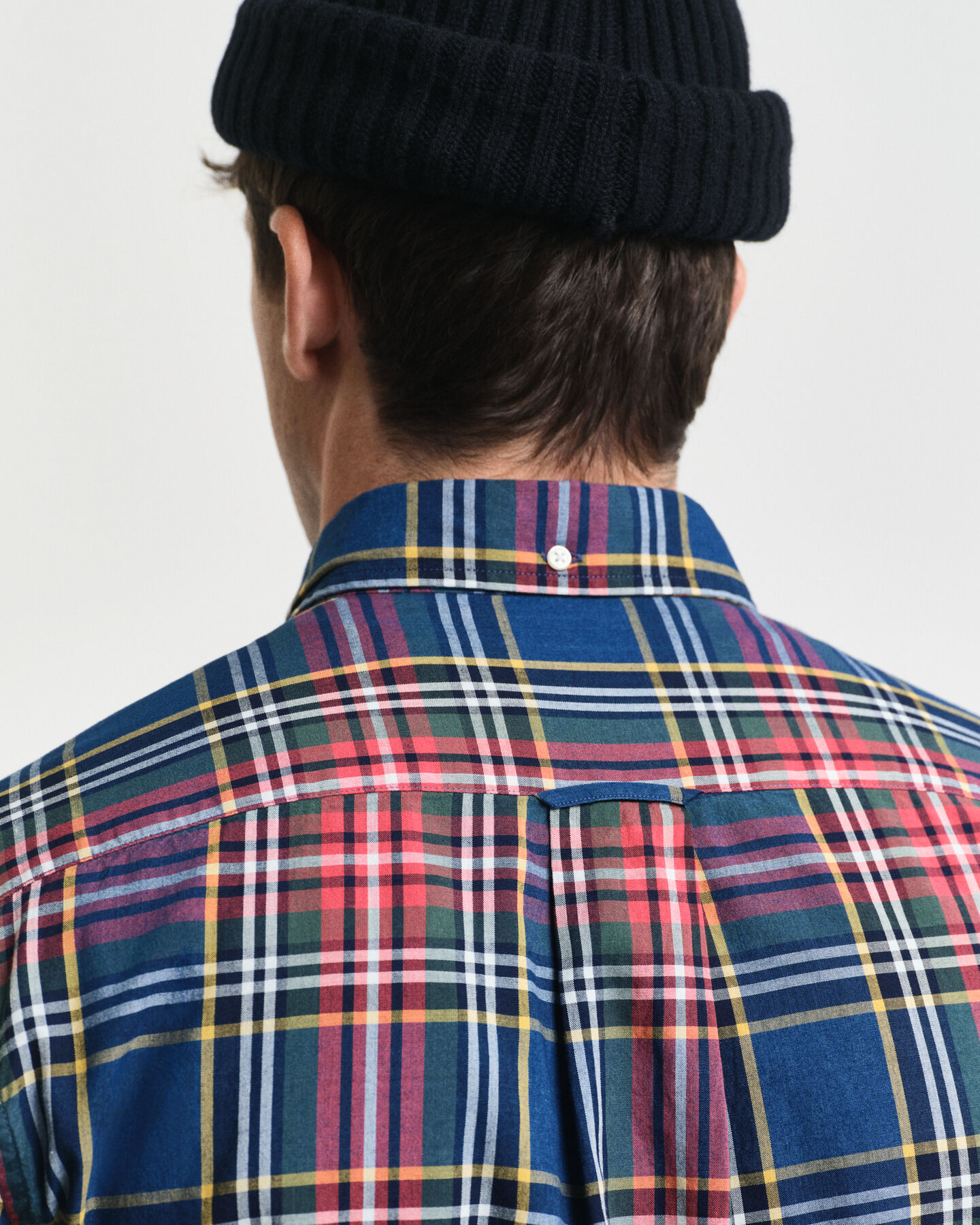 Regular fit ‑mitoitettu indigonsininen ruutupaita