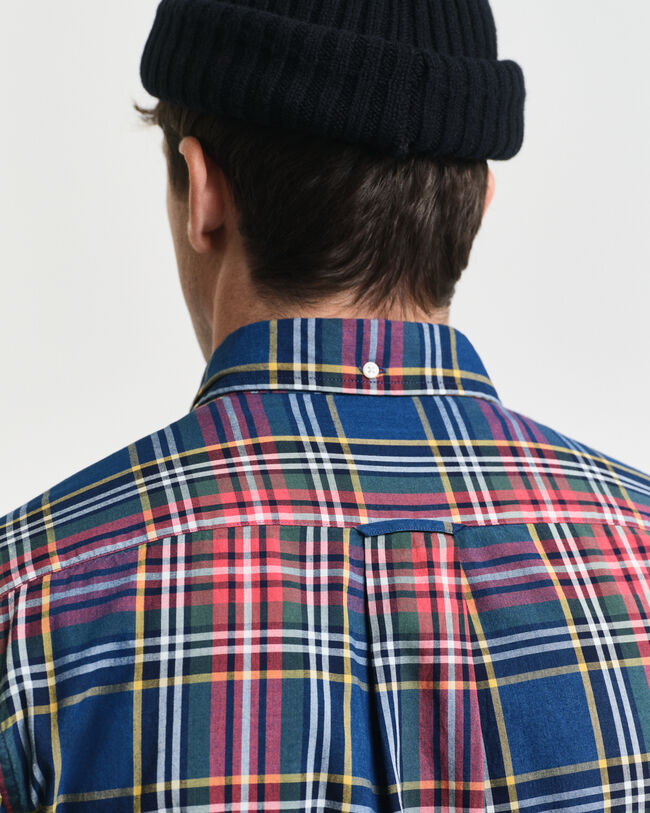 Regular fit ‑mitoitettu indigonsininen ruutupaita