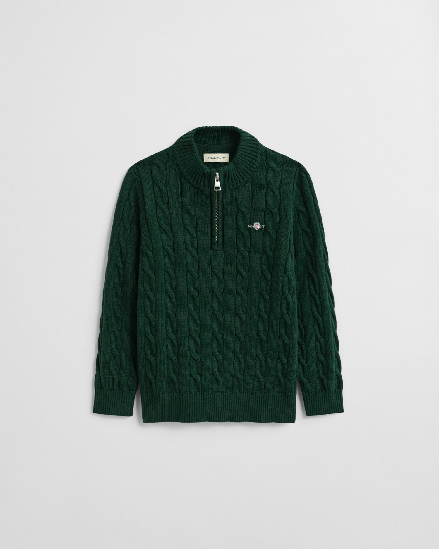 Kids-malliston puuvillainen palmikkoneulepusero, vetoketjupääntie